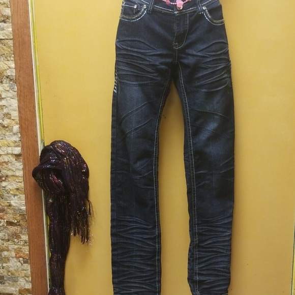 Rhinestone Blue Jeans - Picture 3 of 8